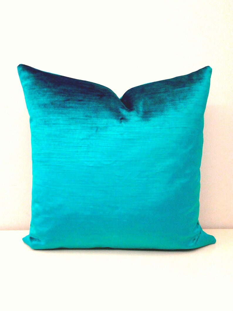 Luxury Teal Blue Velvet Pillow Cover Velvet Pillow Throw Etsy