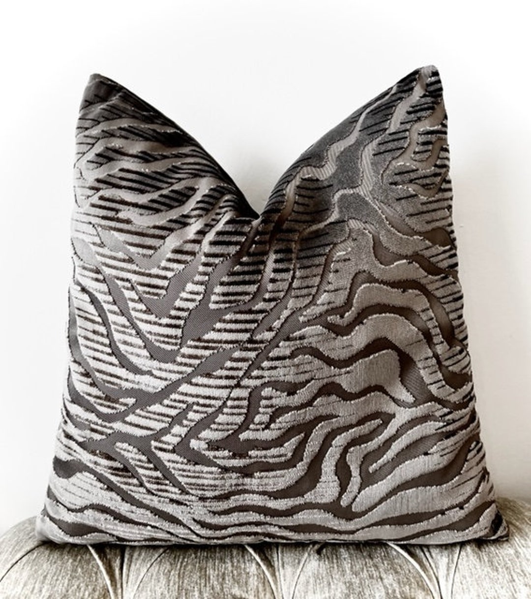 Animal Pattern Taupe Velvet Pillow Cover Velvet Pillows Etsy