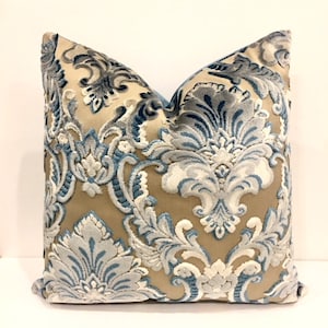 Luxury Blue Velvet Pillow Cover: Designer Throw Pillow
