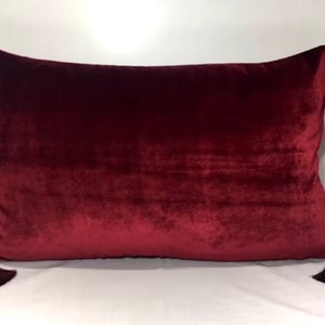 Luxury Wine Red Velvet Pillow Cover, Red Pillow, Tassel Pillow, Velvet Pillow, Decorative Pillow, Cushion Case, 18X18 20X20 Velvet Pillows