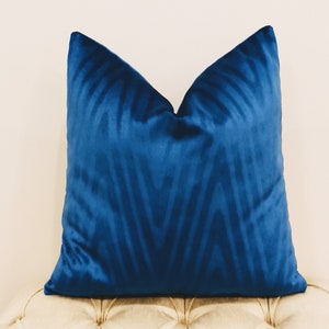 Luxury Blue Velvet Pillow Cover, Geometric Cushion Case, Decorative Throw Pillows, Euro Pillow Sham, Couch Sofa Chair Cushion Cover 20X20