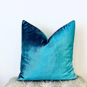 Shiny Blue Velvet Pillow Covers, Blue Pillow Covers, Velvet Pillow, Blue Throw Pillow Covers, Decorative Cushion Case, 20X20 Blue Pillows