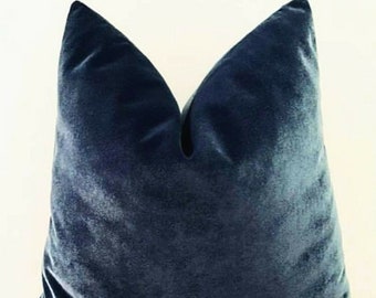 Luxury Smokey Blue Velvet Pillow Cover, Gifts For Her, Blue Cushion Case, Throw Pillows For Couches, Housewarming Gift, Any Size Any Colors