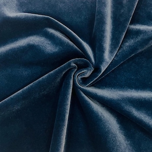 Luxury Velvet Smokey Blue Fabric, Velvet Fabric By The Yard, Thick Drapery Fabric, Heavy Chair Velvet Fabric, Soft Velvet Fabric For Pillow