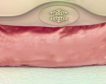 Rose Pink Velvet Pillow Cover: Luxury Lumbar Cushion Case