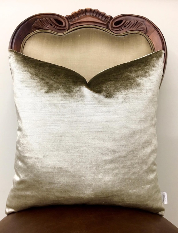 Handmade Beige Velvet Pillow Cover: Decorative Throw Pillow Case