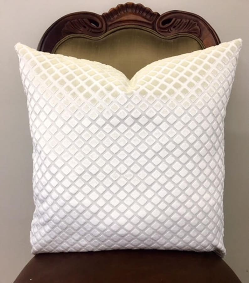 Robert Allen Cream Velvet Throw Pillows Luxury Smokey Blue Velvet Throw Pillow
