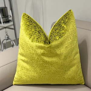 Lime Green Velvet Pillow Cover, Luxury Throw Pillow, Decorative Cushion Case, Modern Euro Sham, Designer Custom Made, Accent Pillow 18X18