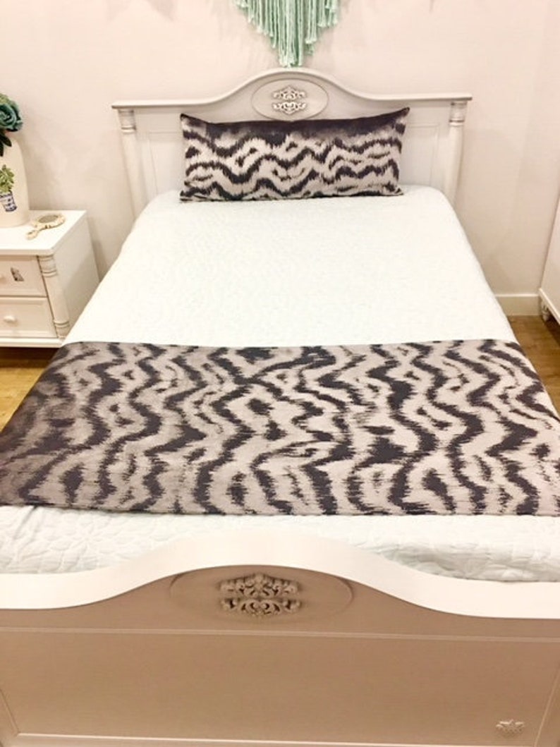 Doublesided Gray Velvet Bed Runner Bed Scarf Table Runner Etsy