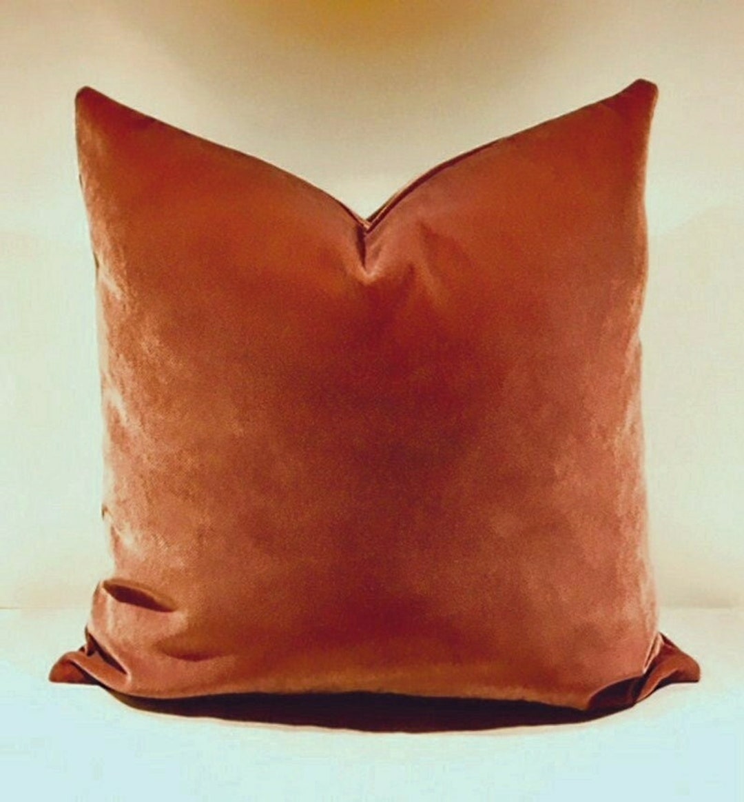 Luxury Burnt Orange Velvet Pillow Cover, Rust Pillow, Velvet Pillow