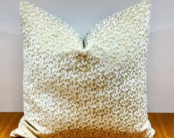 Beige velvet throw pillow cover