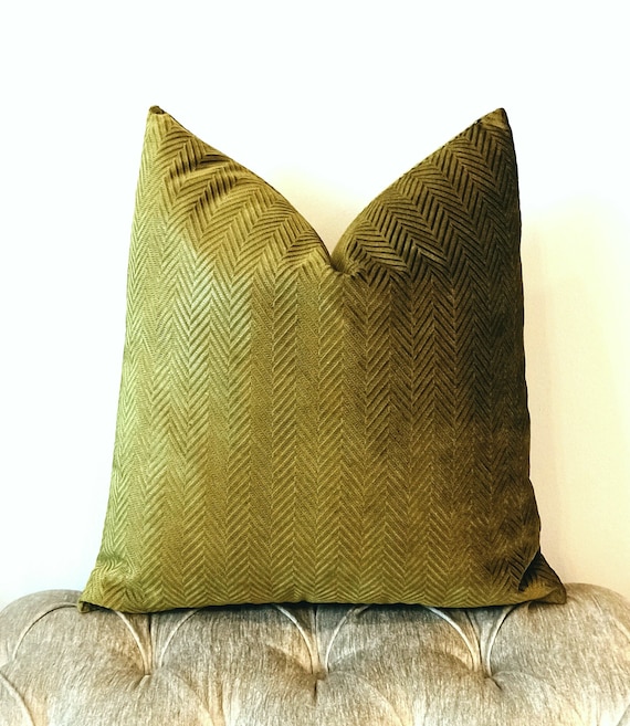 Olive Green Velvet Pillow Cover Velvet Pillow Green Pillows Etsy
