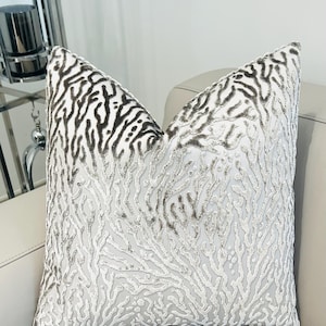 Silver Velvet Pillow Cover, Comfy Throw Cushion, Soft Decorative Sham, Couch Pillow Case, Square Or Lumbar, Sofa 18X18 Size Accent Pillow