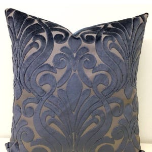 Dark Gray Velvet Pillow Cover, Decorative Throw Pillow Case, 18x18 Accent Pillow, Cushion Cover for Couch, Square or Lumbar Chair Pillow