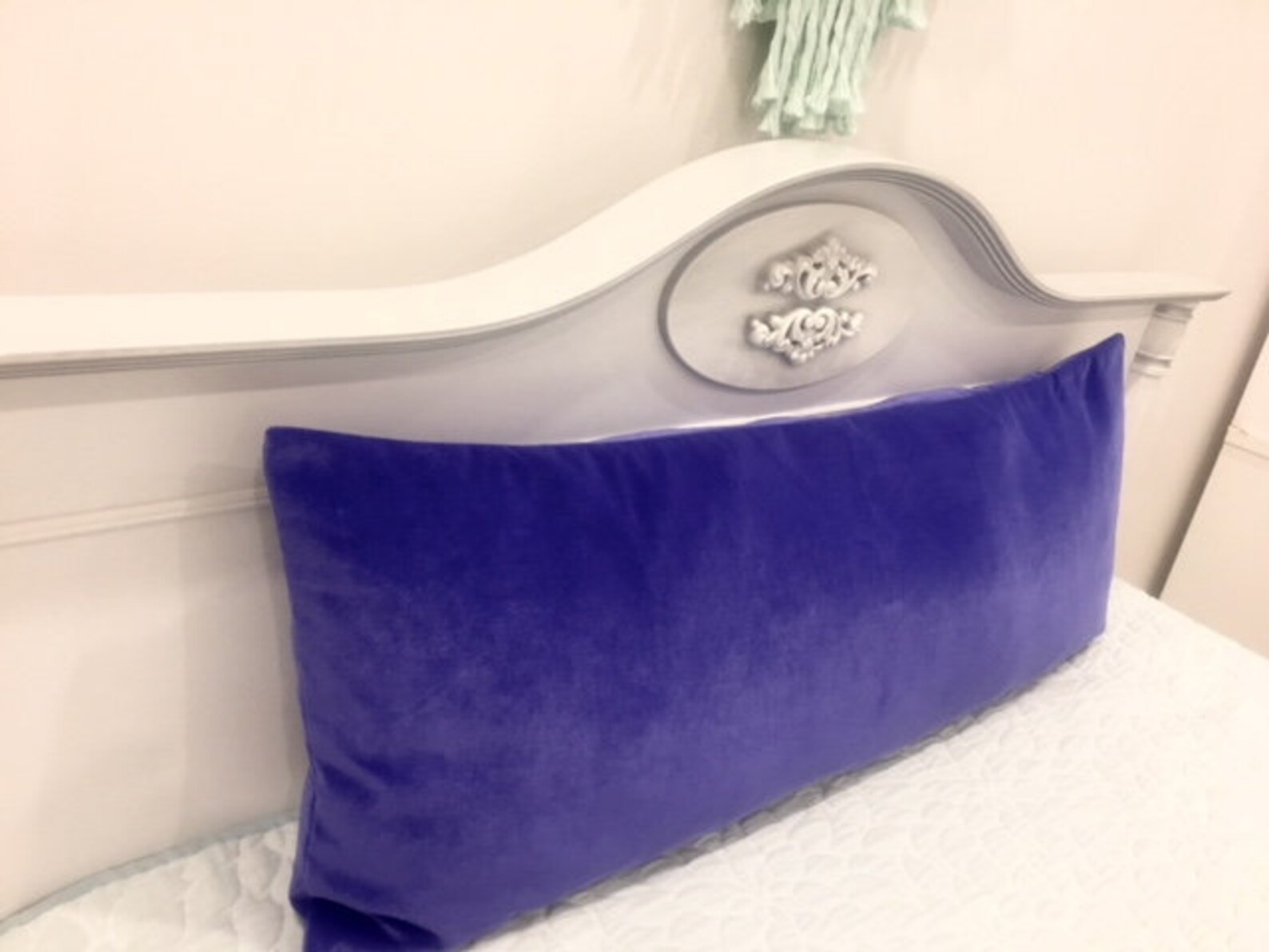 Doublesided Cornflower Blue Velvet Bed Runner Bed Scarf Bed Etsy