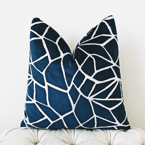 Luxury Navy Velvet Throw Pillow Velvet Pillow Cover Navy Etsy