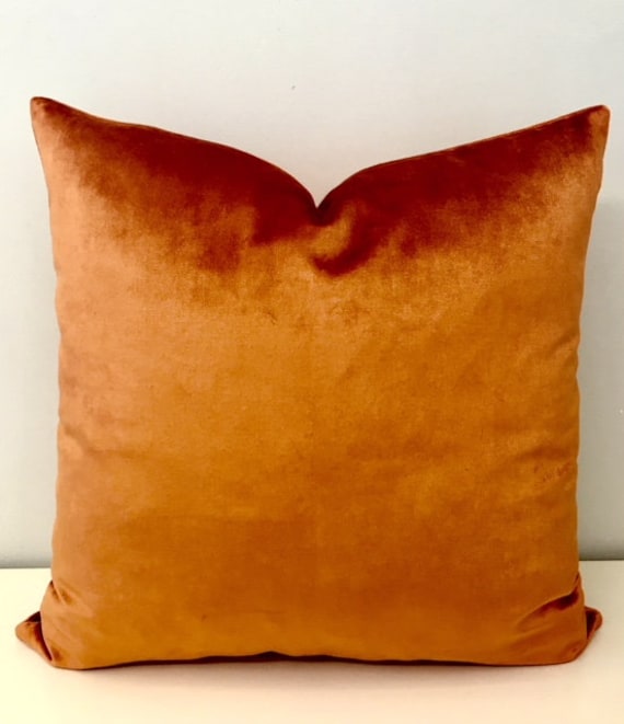 orange velvet pillow