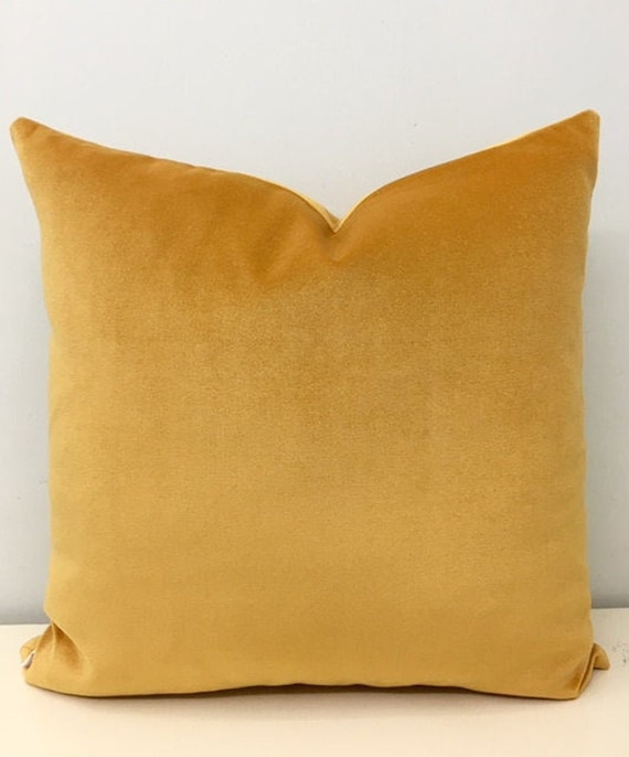 Mustard Cotton Velvet Pillow Cover 