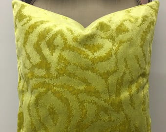 Lime Green Velvet Pillow Cover: Handmade Designer Accent Cushion