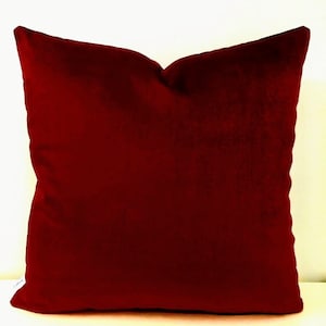 Dark Red Velvet Pillow Cover, Luxury Decorative Pillow Case, Designer Throw Cushion Cover, Red Euro Sham, Custom Made, All Sizes 20X20