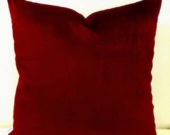 Wine Red Velvet Pillow Cover, Luxury Decorative Throw Cushion, Modern Euro Sham Case