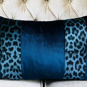 Navy Velvet Pillow Cover, Animal Blue Pillows, Soft Velvet Fabric, Decorative Pillow Case, Throw Cushion Cover, Euro Sham Cover, All Sizes
