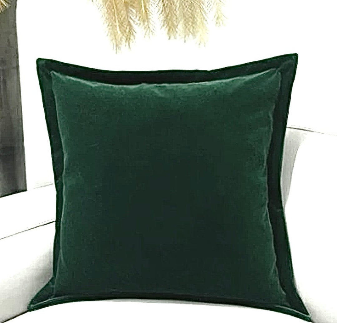 Dark Green Pillow Cover, Velvet Cushion Case, Couch Sofa Chair Cushion
