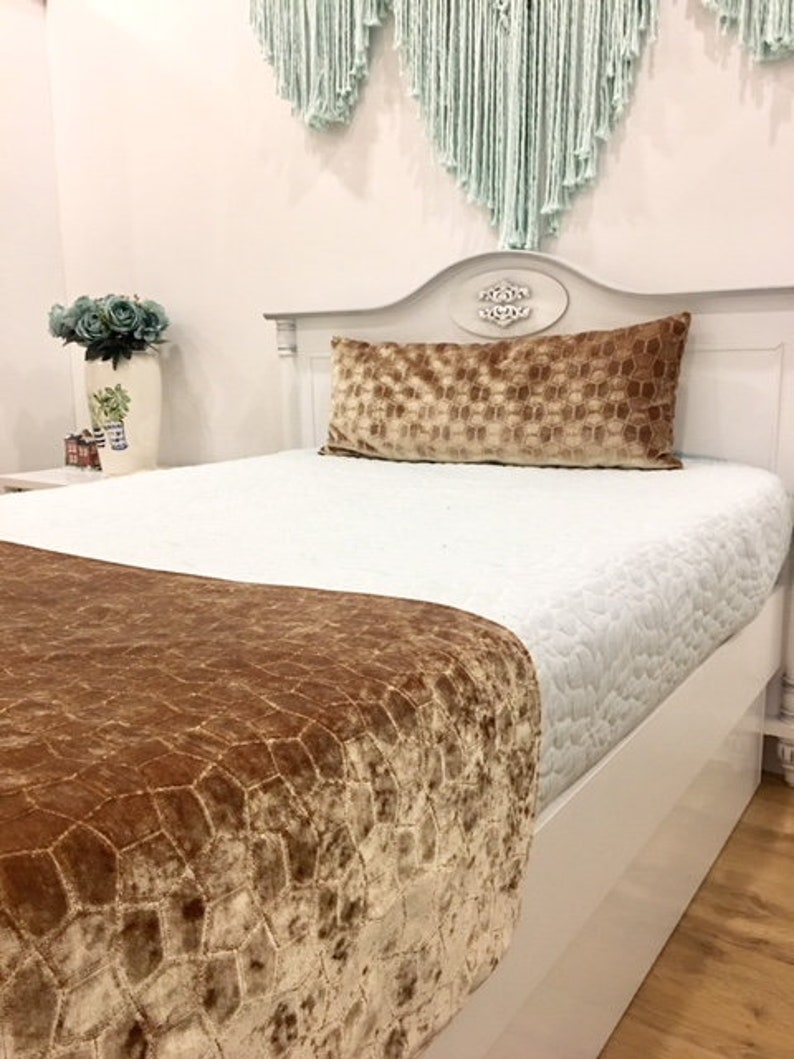 Doublesided Light Gold Velvet Bed Runner Runners Bed Scarf Etsy