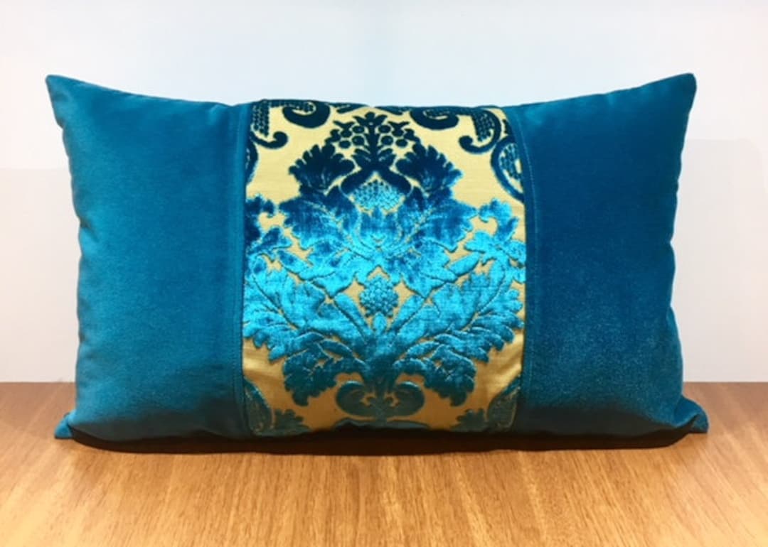 Luxury Teal Blue Velvet Pillow Cover, Blue Pillows, Velvet Pillow