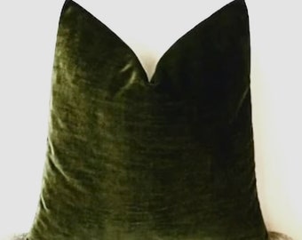 Luxury Moss Green Velvet Pillow Cover, Green Pillows, Velvet Pillows, Throw Pillows, Decorative Pillow Case, Green Cushion Cover 20X20