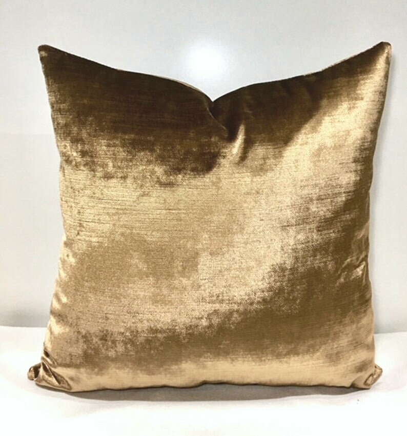 Luxury Bronze Velvet Pillow Cover, Velvet Pillows, Bronze Pillow, Dec…