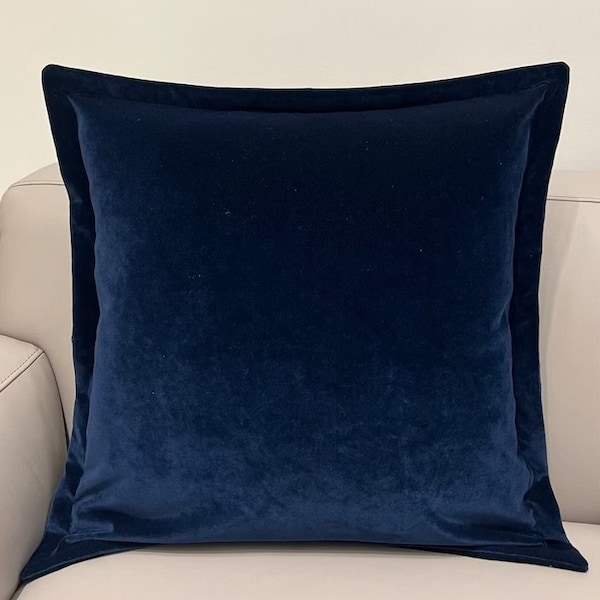 Housse de coussin bleu marine de luxe, oreillers en velours, oreillers cadeaux, housses de coussin décoratifs, taie de coussin en velours, oreillers bleus 18 x 18 20 x 20