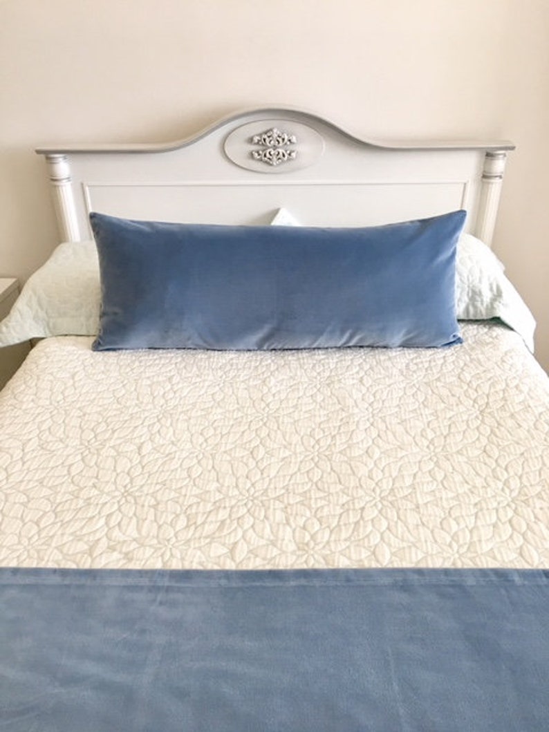 DoubleSided Blue Velvet Bed Runner Runners Bed Scarf Bed Etsy