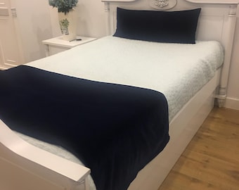 Double-Sided Black Velvet Bed Runner - Hotel Style Bed Scarf