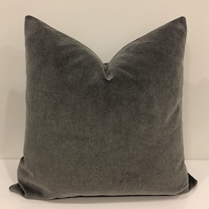 Dark Gray Velvet Pillow Cover, Luxury Throw Pillow, Decorative Cushion Case, Chair Cushion Cover, Custom Made Accent Pillow, Euro Sham 18X18