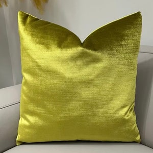 Lime Green Velvet Pillow Cover - Soft Decorative Throw Pillow Case - For Sofa, Couch or Bed - Modern Accent Cushion Cover - 18X18 or 20X20