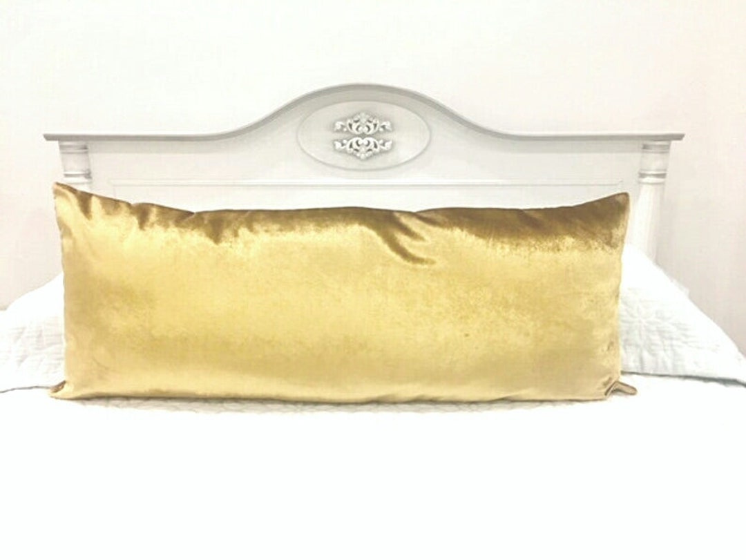 Luxury Gold Velvet Pillow Cover, Gold Lumbar Pillow, Long Decorative