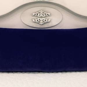 Luxury Navy Blue Velvet Lumbar Pillow Cover: Designer Cushion Case (14X36)