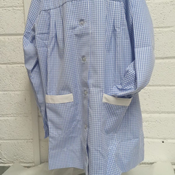 Blouse d'école bleue à carreaux vichy pour enfants 9-10 ans