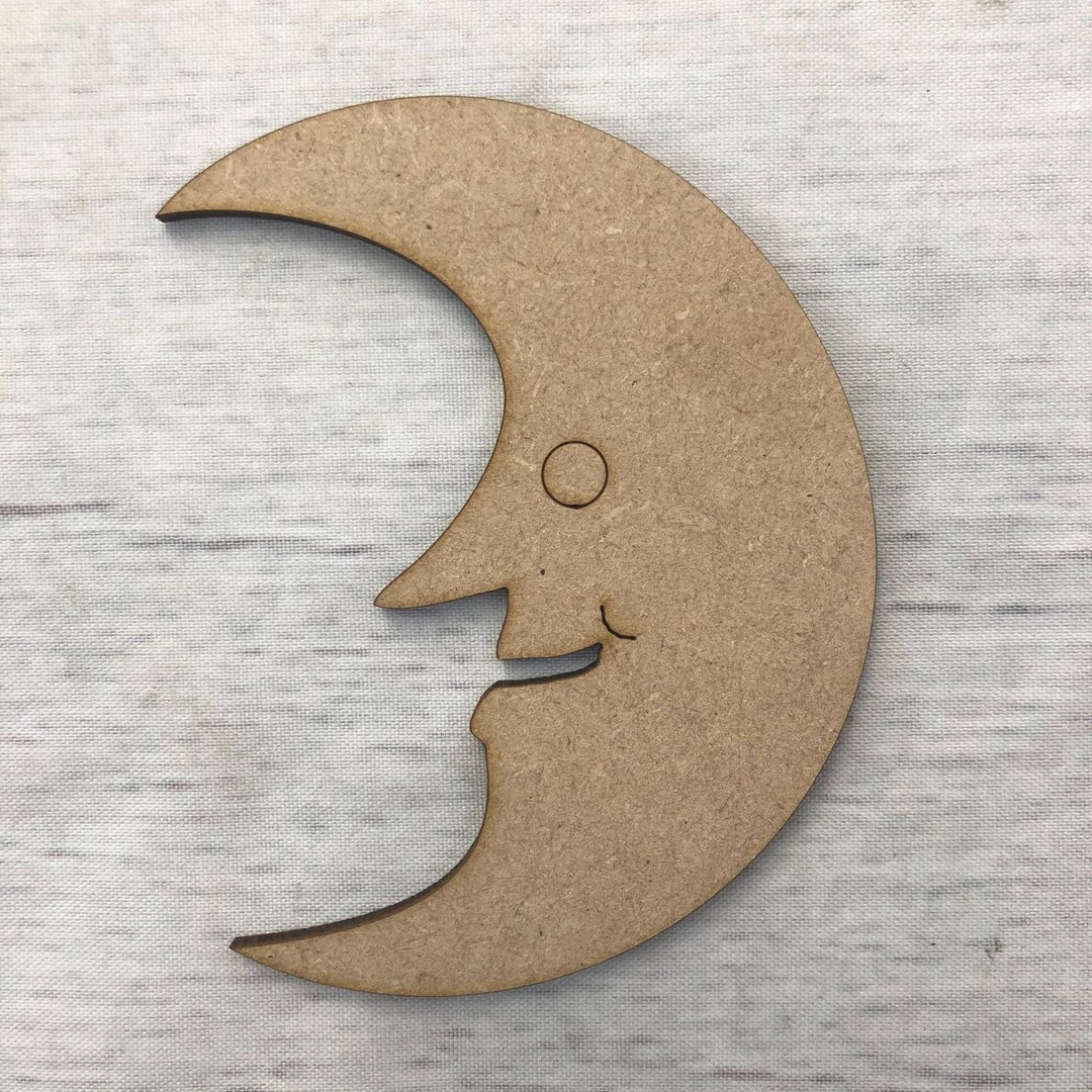 Moon 2 - Engraved MDF Wood Base Wooden Blank Craft - Etsy UK