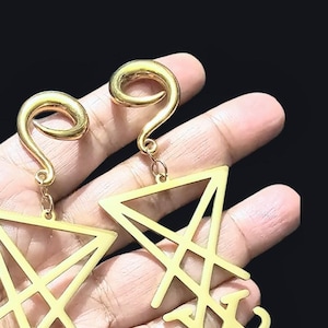Pendientes de Lucifer, pendientes satánicos, pendientes góticos, pendientes de calibre