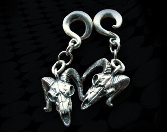 Ram head ear hangers, ram skull ear weights, skull ear weights,goat head ear weight