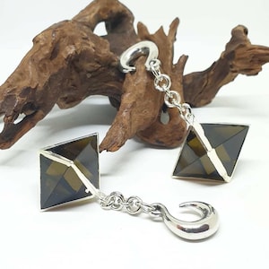 Pesas de oreja de cuarzo ahumado, pesas de oreja de piedra de cristal natural, pesas de oreja