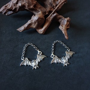 Bat earring , goth earring-earrings for plugs-antique silver earring