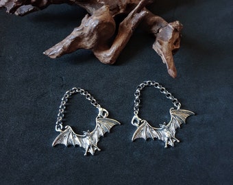 Bat earring , goth earring-earrings for plugs-antique silver earring