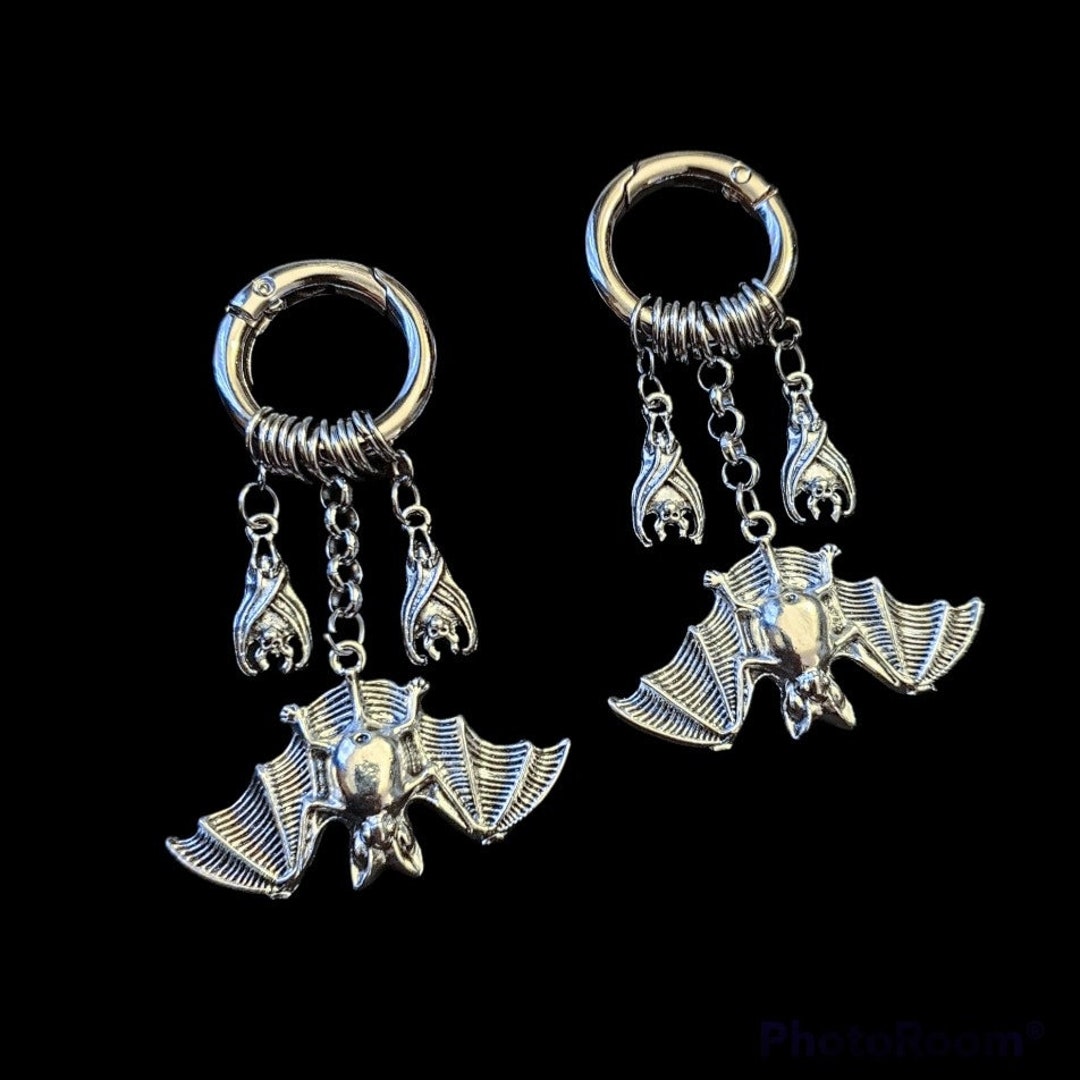 Bat Ear Weights Goth Ear Hangers Earrings for Plugs Hinged Etsy