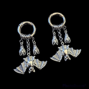 Fledermaus Ohrgewichte- Gothic Ohrhänger, Ohrringe für Plugs- Klappohrring