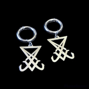 lucifer ear weights- goth ear hangers, earrings for plugs- hinged  earring