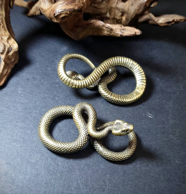 brass cobra ear hangers snake ear weights-stretched lobes jewellery Snake ear weights