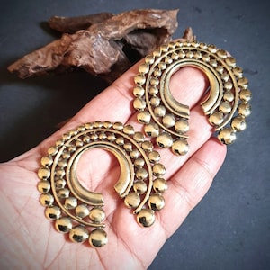 Mandala ear weights/ brass ear weights/ bohemian ear weights